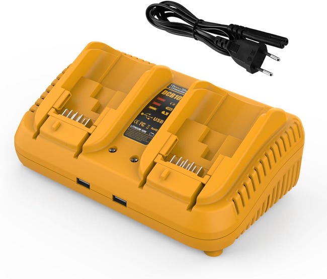 Chargeur Double Port 12v-20v De Remplacement Pour Chargeur Dewalt Dcb102, Compatible Avec Les Batteries Dewalt 20v Et 12v Max.
