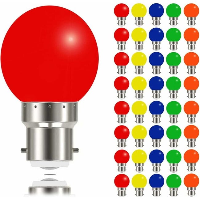 Ampoule B22 Couleur Baionnette 3w Equivalent 30w 240 Lumen, Ampoules À Baïonnette B22 Couleur Pour Mariage, Fête, Bar, Non Dimmable, Lot De 40 (sku Produit: 92867067 Sku Offer: B2208)