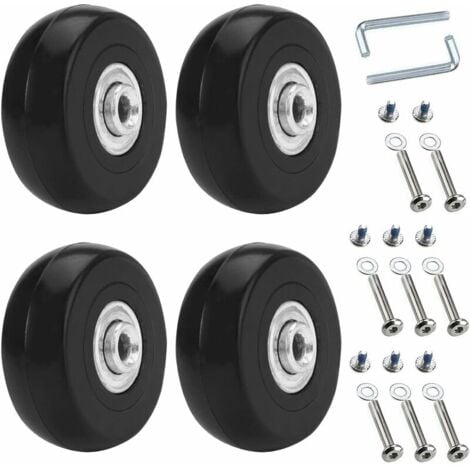4pcs 50x18mm Bagages Valise Roues De Rechange, Roulettes Pivotantes En Caoutchouc Roulettes Roulements Kits De Réparation,noir