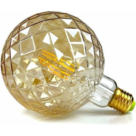 Ampoules Led Vintage 4w Blanc Chaud 2700kelvin Big Globe Cristal Ampoule Led 220/240v Edison Vis E27 Base Spécialité Ampoule Décorative G125 (cristal)