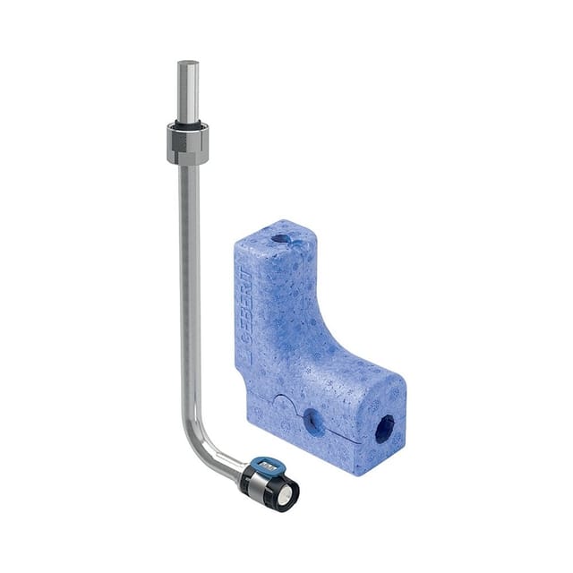 Geberit FlowFit Metallrohr-Anschlussbogen 90 Grad mit Anschlussverschraubung für Eurokonus d 16mm, d1 15mm, L1 30cm, vernickelt