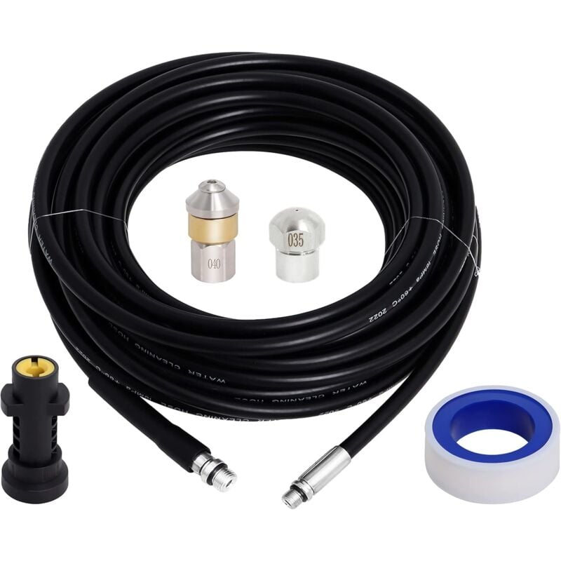 Tuyau Déboucheur Canalisation 15m,furet Karcher Compatible Avec Karcher K2, K3, K4, K5, K6, K7, Nettoyeur Haute Pression 180bar 60°c Pour Colmatage Et Nettoyage Du Drain