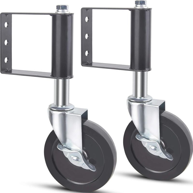Roues De Portail Pour Portail En Bois, Roues À Ressort Très Résistantes Pour Portail Pivotant En Bois Et Tube Métallique, Petite Roue De Support De Portail Avec Frein De Blocage