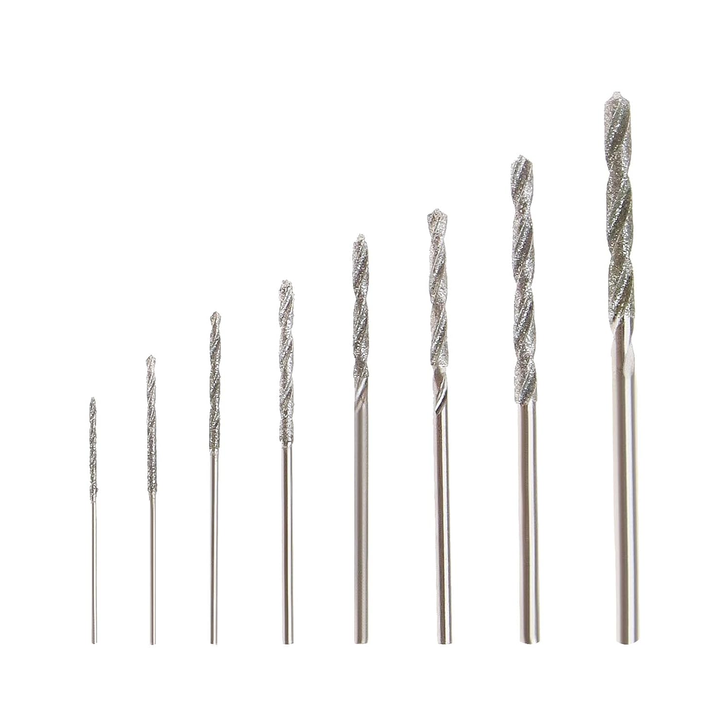 8pcs Diamant Foret Hélicoïdal 0.8/1.0/1.2/1.5/1.8/2.0/2.5/3.0mm Pour Jade Verre Perle Coquillages Adaptés Pour Banc Perceuse Moulin Suspendu