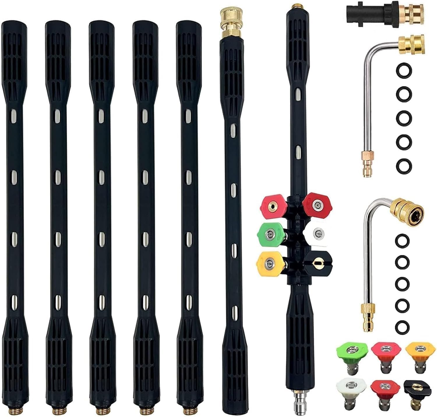 10 Pièces Rallonge De Nettoyeur Haute Pression Avec Adaptateur Compatible , 4000psi Tools, 1/4 Inch Quick Connect, Avec 6 Embouts De Buse