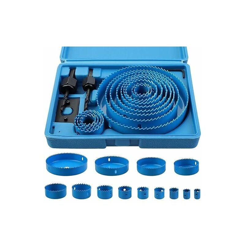 Scie Cloche Et Trépan,17 Pcs Kit Scies Cloches Bi-métal En Acier Carbone 19-127mm Scie Cloche Coffret Pour Bois, Plaque De Plâtre Et Plaques De Plâtre