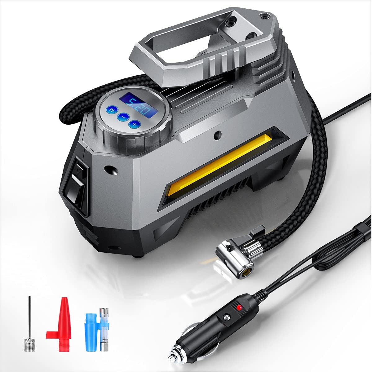 Gonfleur De Pneu À Compresseur D'Air Portable El-3631 Pompe À Pneu De Voiture Avec Manomètre Numérique (150 Psi 12 V Dc), Lampe De Poche D'Urgence Lumineuse – Pour Voitures Et Camions (compresseur D'
