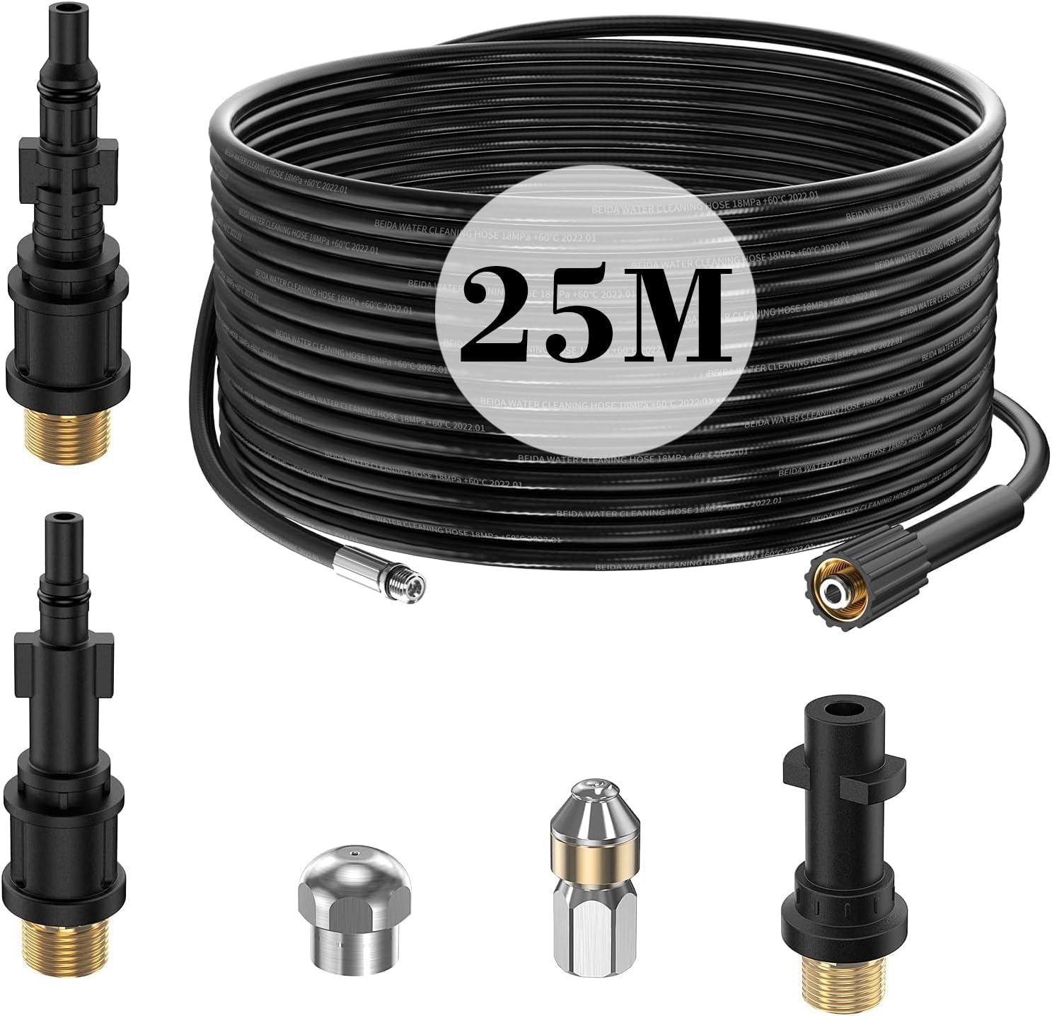 25m Tuyau Déboucheur Canalisation Nettoyage Haute Pression Pour Kärcher K2 K3 K4 K5 K6 K7, 180bar Kit Furet Professional