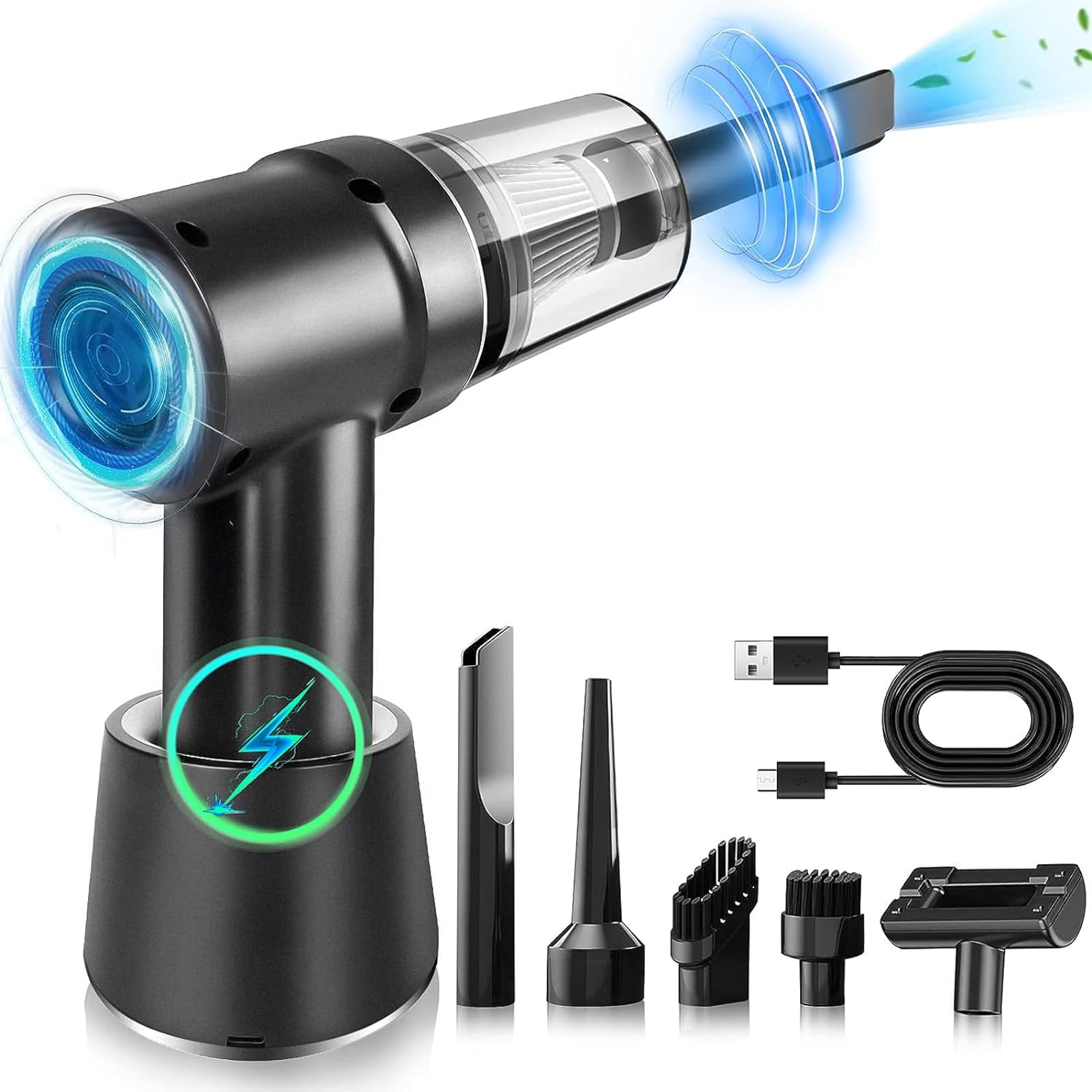Compressed Air Cleaner For Pc, 3-in-1 Electric Air Duster Rechargeable Cordless Vacuum Cleaner With Keyboard Cleaner Kit For Laptop, Electronics, Home Cleaning