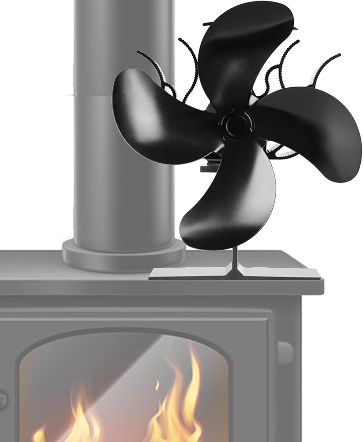 Accessoire De Cheminée Et Poêle Ventilateur Poele Bois 4 Lames Avec Protection Contre Le Surchauffe