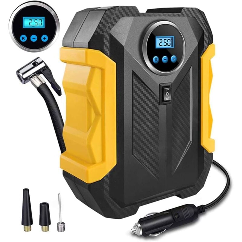 Compresseur D'Air Portable Pour Gonfleur De Pneu Numérique,pompe De Gonflage À Air Dc 12v Avec Écran Lcd Rétro-éclairé Pour Pneus De Voiture,vélos Et Autres Gonflables,fonction D'Arrêt Auto