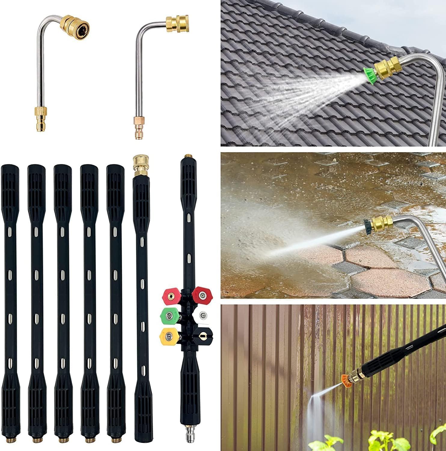 Pcs Rallonge Pour Nettoyeur Haute Pression Outils De Nettoyage De Gouttière Rallonge Lance,1/4 Inch Quick Connect
