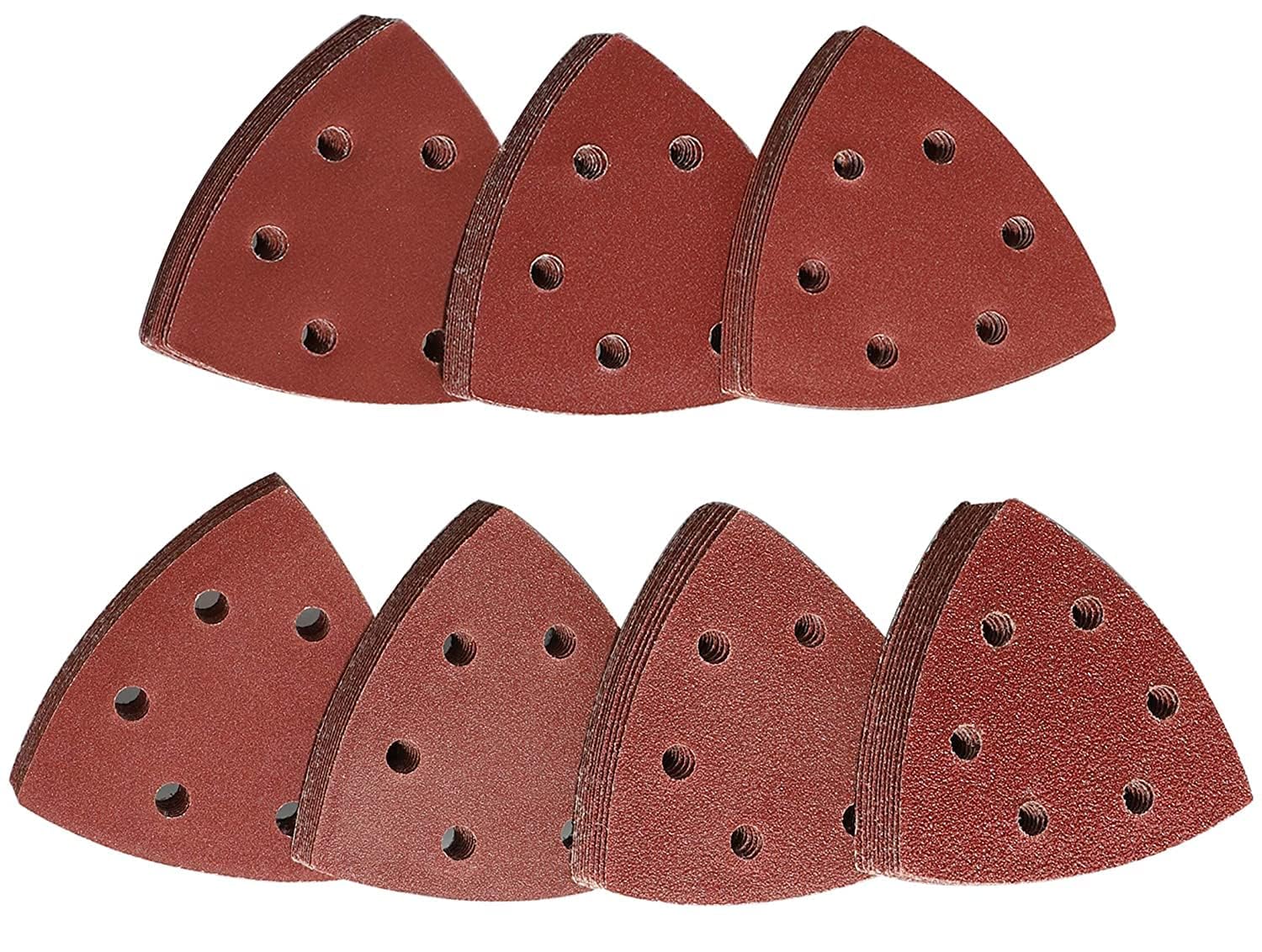 Triangles De Ponçage 70 Pièces Mixpack 10 X Grain 60/80/120/180/240/320/400 Chacun,93x93x93 Mm Pour Ponceuses Delta,triangles Abrasifs Autoagrippants