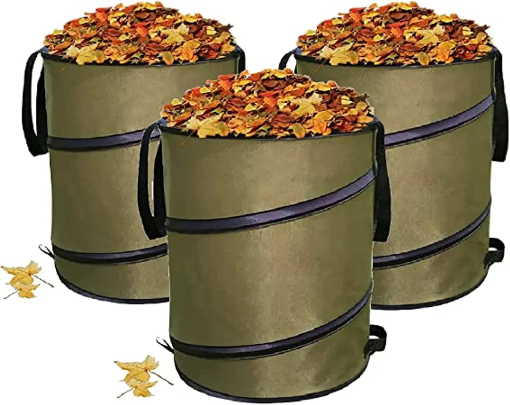3 Sacs À Déchets De Jardin Pliables De 85 Litres, Sacs De Jardin Autoportants En Polyester Oxford Extrêmement Robuste.