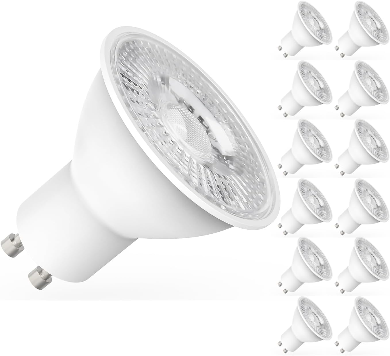 Ampoules Led Gu10 5w Équivalent 50w, 450lm Blanc Neutre 4000k, Angle 120°, Éclairage Énergétique, Non Dimmable, Lot De 12