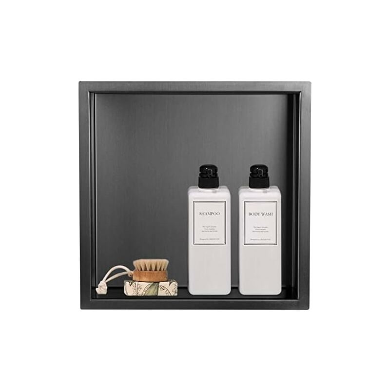 Niche Douche Encastrable, Niche Douch, Etagère De Douche Encastrée En Acier Inoxydable Pour Rangement Des Shampooings, 32× 32 Cm, Anthracite（les Dimension Du Trou Mural：30×30×12.5 Cm）