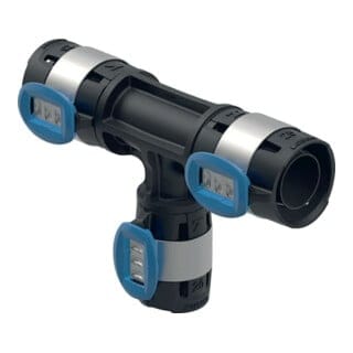 Geberit - FlowFit T-Stück reduziert, d 20mm, d1 25mm, d2 20mm, Werkstoff ppsu
