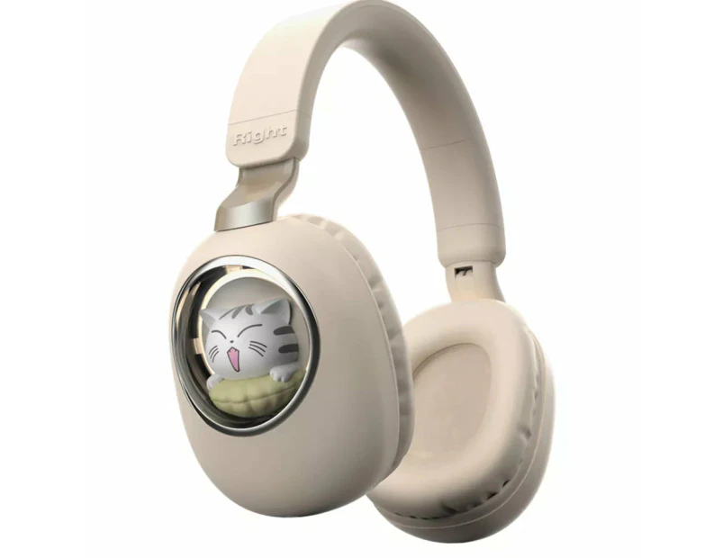 Casque Sans Fil Bluetooth Stéréo Avec Lumières Led Et Basses Profondes Pour Enfants - Beige