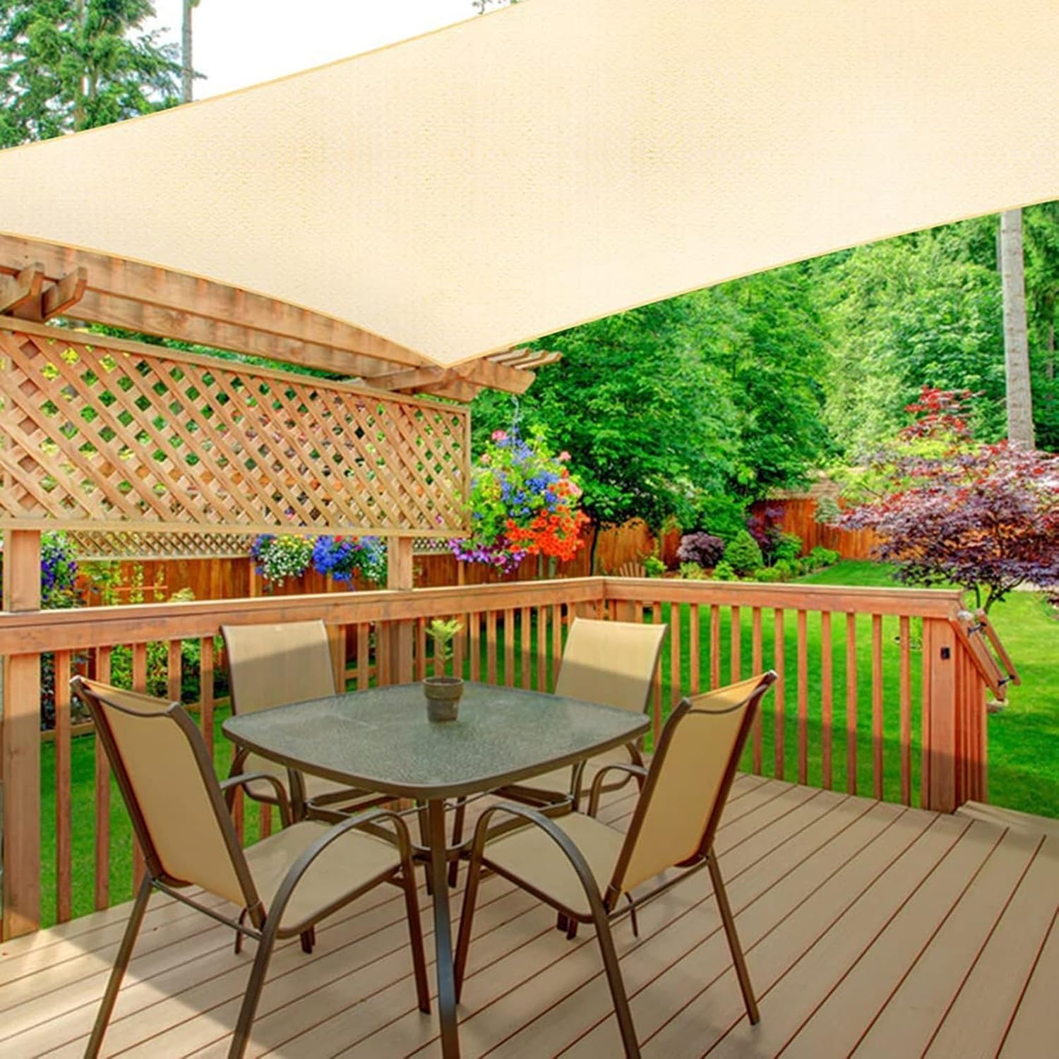 Imprec Sun Shade Sail, Sun Shade Sail Rectangle 98% Uv Block Sunshade Cloth For Patio Backyard Lawn Garden Outdoor Activities Wmeie (color : Beige, Size : 2.5x3m)