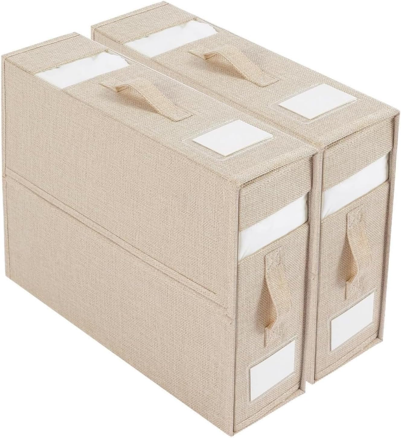 Organisateur De Draps Et Boîte De Rangement, Paquet De 2, Organisateur De Draps Pliable, Organisateur De Couette, Beige