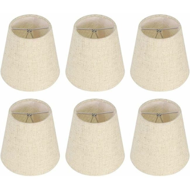 Ensemble De 6 Petits Abat-jour,abat-jour Baril En Toile De Jute Clip Sur Ampoule,abat-jour De Lustre Nordique Beige 3,5 X 5,5 X 5,2 Pouces