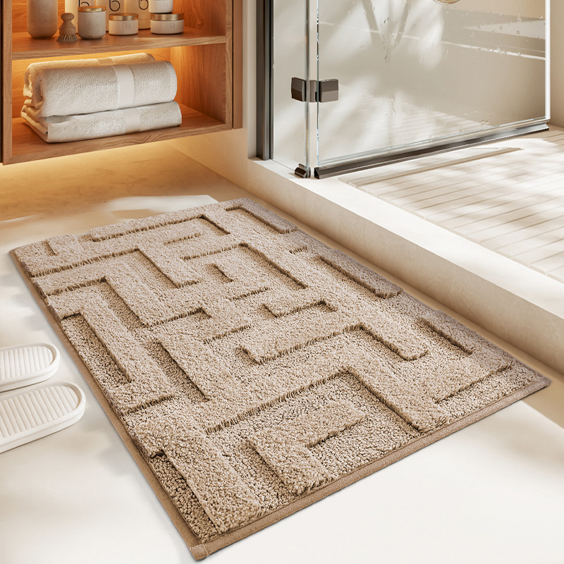 Tapis De Bain Antidérapant 40x60cm Beige, Tapis Salle De Bain Absorbant Et Lavable, Tapis De Bain Gris En Microfibre Tapis De Douche Pour Salle De Bai