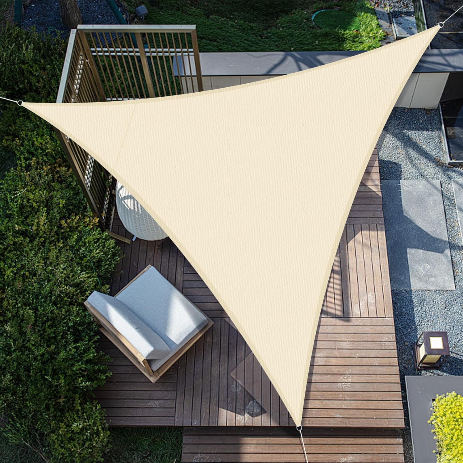 Triangular Shade Sail 3x3x3m Waterproof Shade Cloth Uv Protection For Patio Garden, Terrace, Outdoor, Balcony, Beige