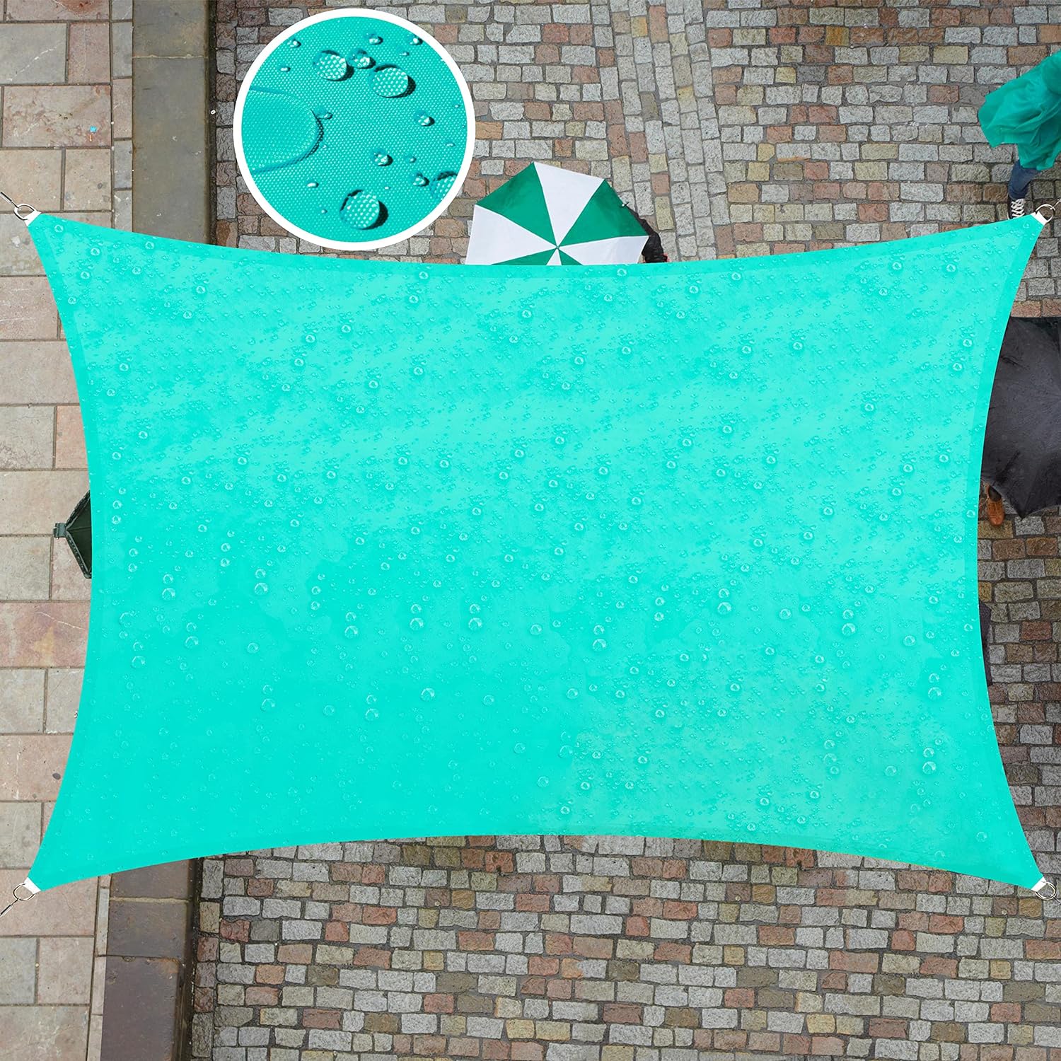 Voile D'Ombrage Rectangulaire 3x4m Imperméable Toile Ombrage Uv Protection Pour Patio Jardin, Terrasse,extérieur, Balcon, Bleu
