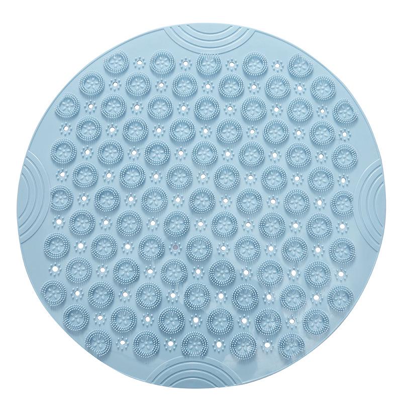 Tapis De Bain Rond En Pvc Antidérapant Et Hydrophobe Pour Salle De Bain, Séchage Rapide, Avec Ventouses, Pour Salle De Bain Et Salle De Douche. Tapis De Massage Pour Les Pieds, Bleu.