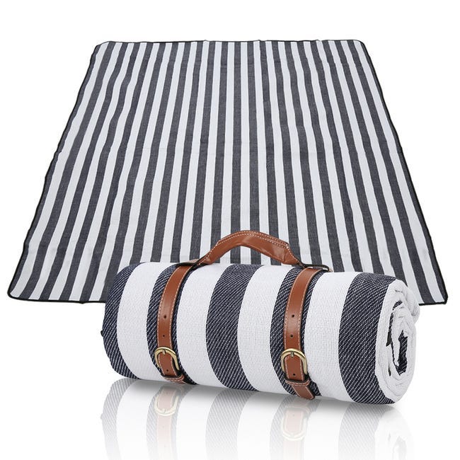 Couverture Pique-nique Picnic Imperméable 200x200 Cm Poignée Isolation Tapis Bleu