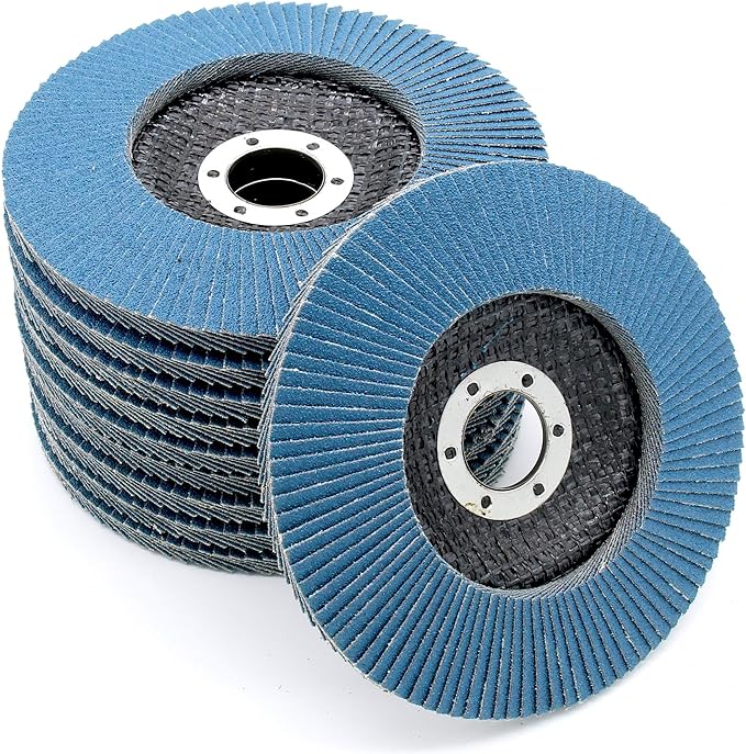 Compartiment À Disques │ Bleu │ 10 Pièces │ Ø 125 Mm │ Alésage 22 Mm │ 40/60/80/120 Grains │ Acier Inoxydable │ Disque De Ponçage │ Disque À Lamelles │ Disque De Polissage │ - (40 Grains)