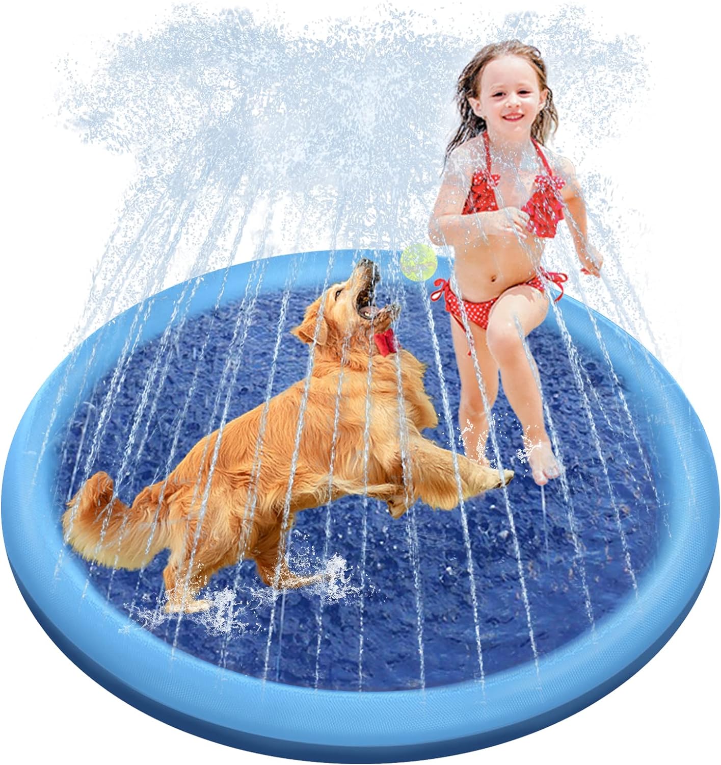 Piscine Pour Chien Raxurt, Tapis Anti-éclaboussures De 139,2 Cm (51 Pouces), Baignoire Améliorée, Plus Épaisse Et Plus Résistante, Jouet Aquatique D'Extérieur Pour Animaux De Compagnie, Bleu