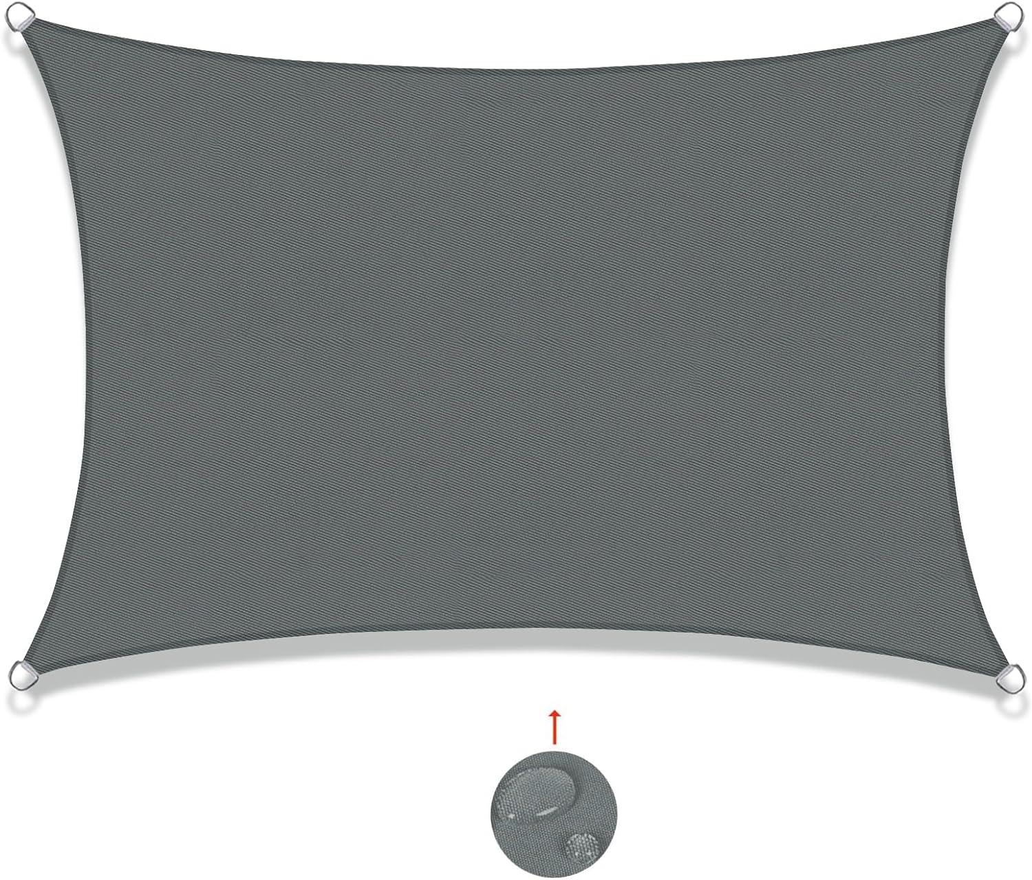 Voile D'Ombrage Rectangulaire 2x4m Imperméable Toile Ombrage Uv Protection Pour Patio Jardin, Terrasse,extérieur, Balcon, Gris