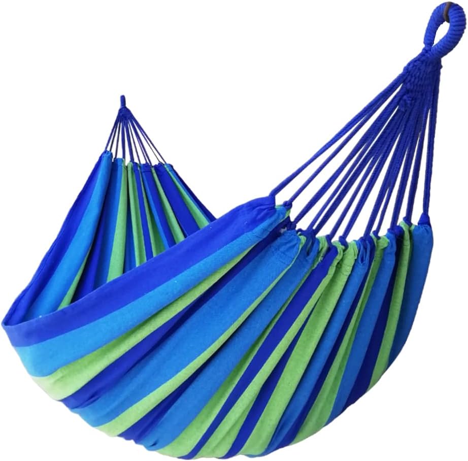 Hamac 2 Personnes Toile 260x150cm Charge 300kg Hamac Jardin Exterieur Pour Jardin D'Interieur Hamac Double Toile De Hamac Bleu