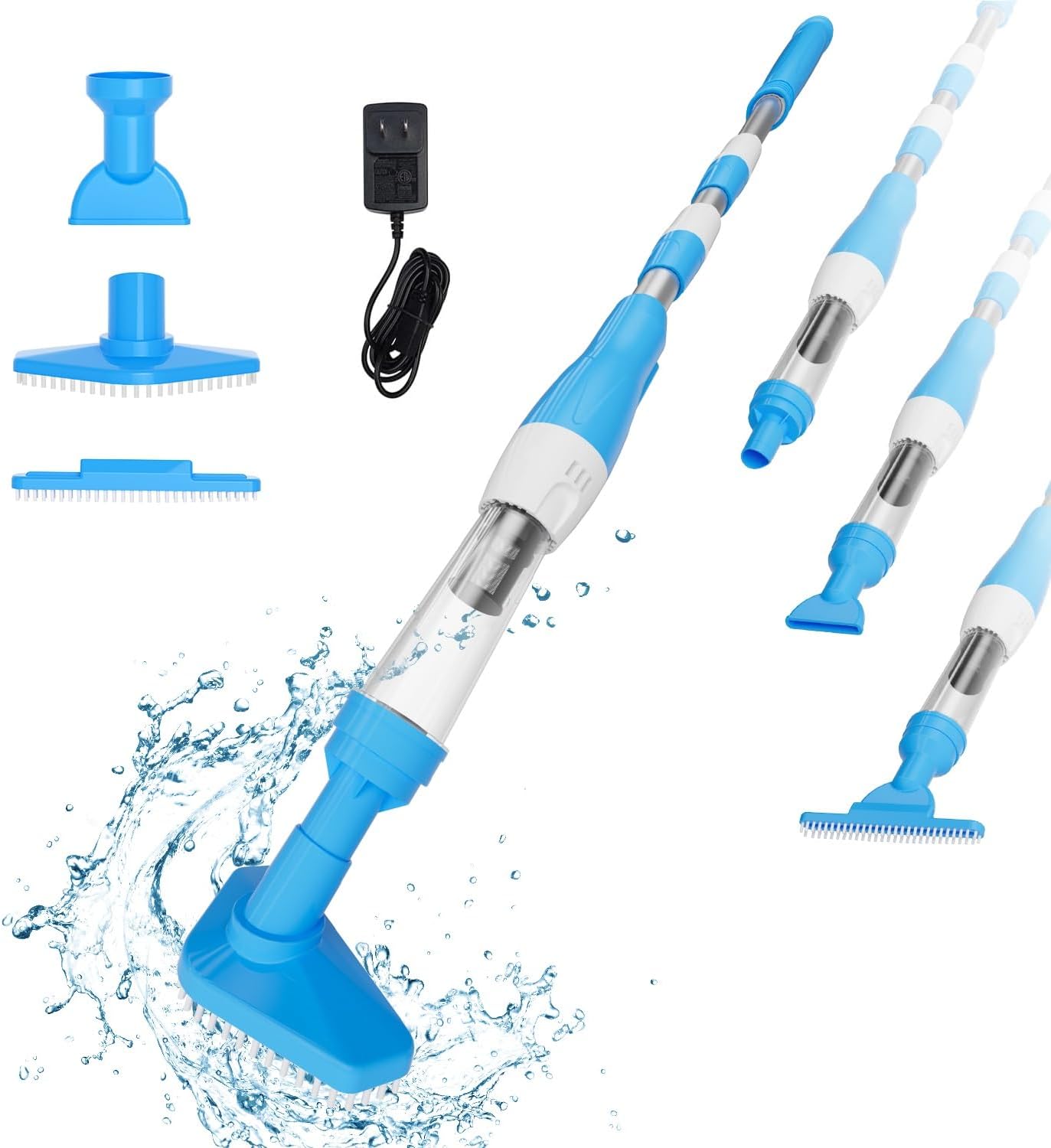 Aspirateur De Piscine Sans Fil, Nettoyeur Électrique 3 En 1 Avec Batterie Rechargeable Pour Petites Piscines, Jacuzzis Et Spas, Bleu