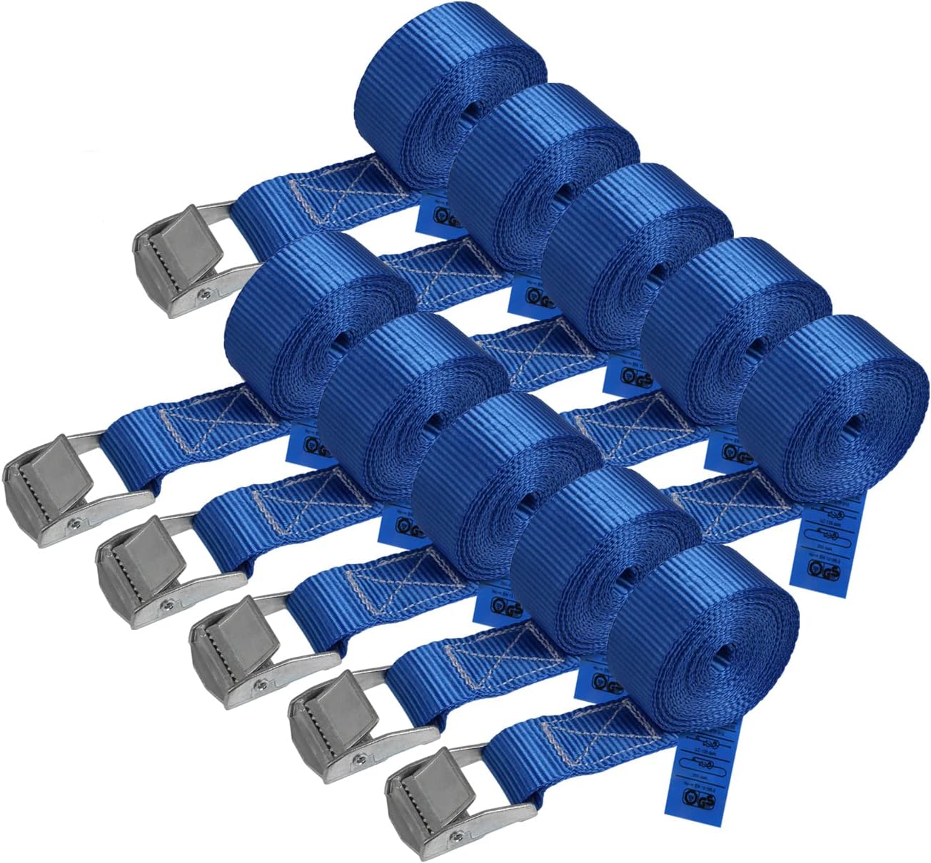 Sangle À Griffe Sangle D'Arrimage Sangle De Fixation - Bleu - Charge Maximale 250 Kg, 10 Pieces À 2.5 Cm X 2.5 M