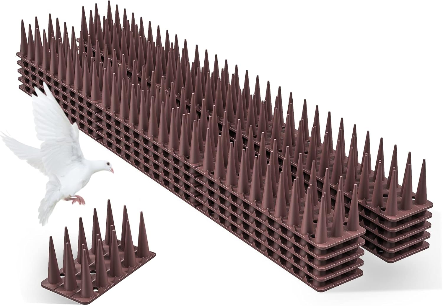 Pics Anti-pigeons En Plastique, Lot De 12 (42,5 Cm X 4 Cm), Marron, Répulsifs Pour Chats Et Pigeons, Pour Jardin Et Balcon.
