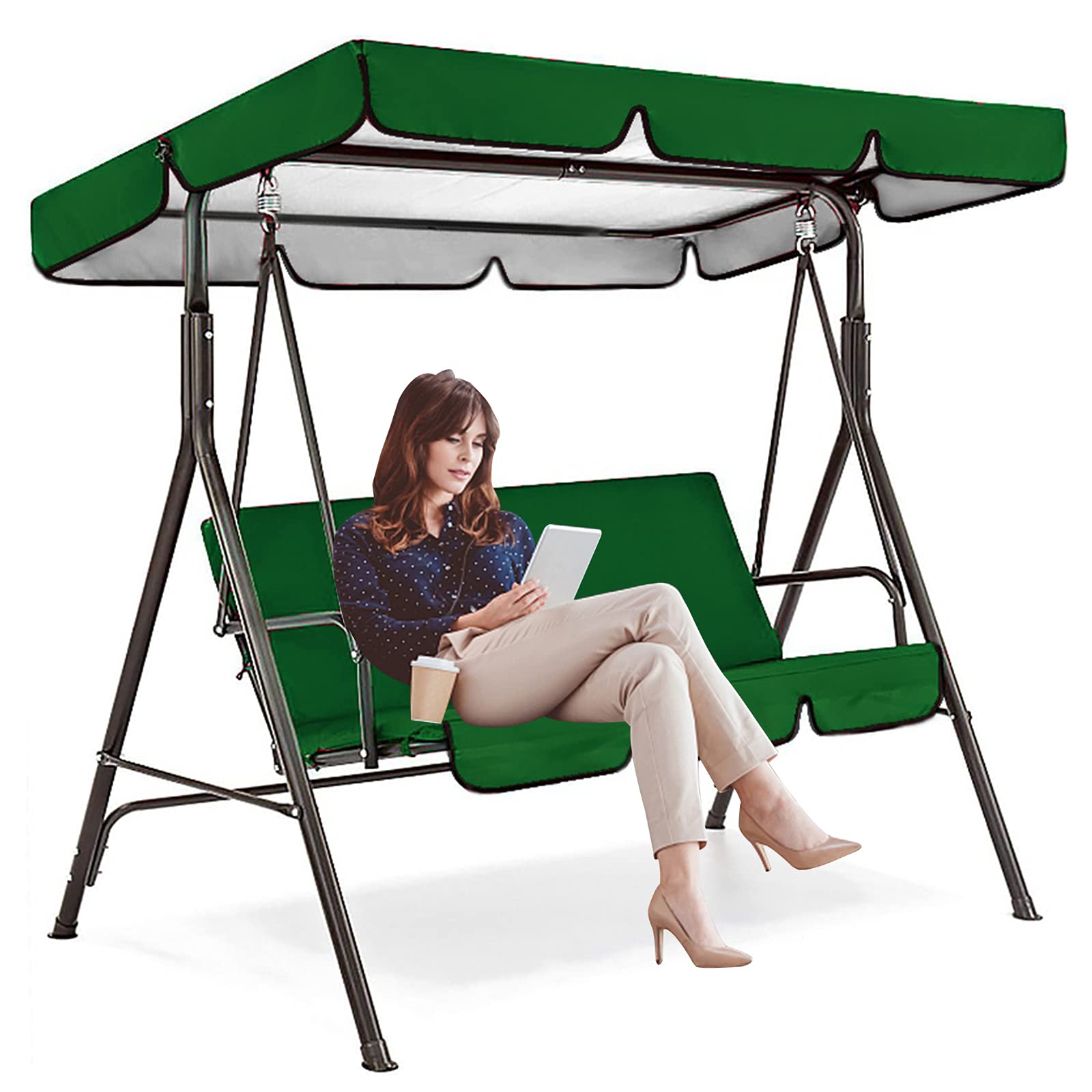 Toit De Rechange Pour Balancelle Canopée, Pare-soleil Étanche 2 Et 3 Places Swing Couverture Supérieure De Remplacement Pour Jardin Extérieur Balançoire Banc Patio,vert,190 132 15cm