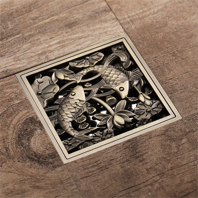 Drain De Sol De Salle De Bain En Bronze – Deux Poissons (sku Produit : 95465474 Sku Offre : Lehuamwj1831)