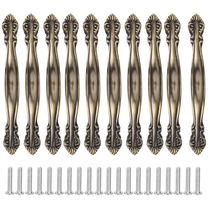 Lot De 10 Poignées Bronze - 64mm Meubles Vintage Poignées Sculptées Pour Armoire Tiroir Contient Vis