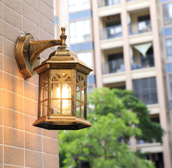 Lampadaire Led D'Extérieur Applique Murale Étanche D'Extérieur Jardin Patio Allée Garage Bronze E27 (ampoule Non Incluse)