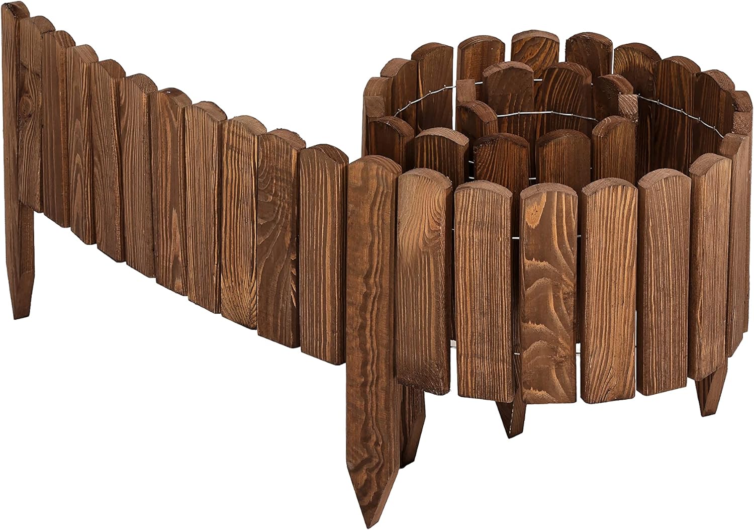 Clôture De Jardin En Bois Bordure Clôture D'Extérieur Barrières De Jardin De Bois Palissade Bordurette De Jardin Rollborder Longueur: 100 Cm(marron Foncé, Hauteur: 20 Cm)