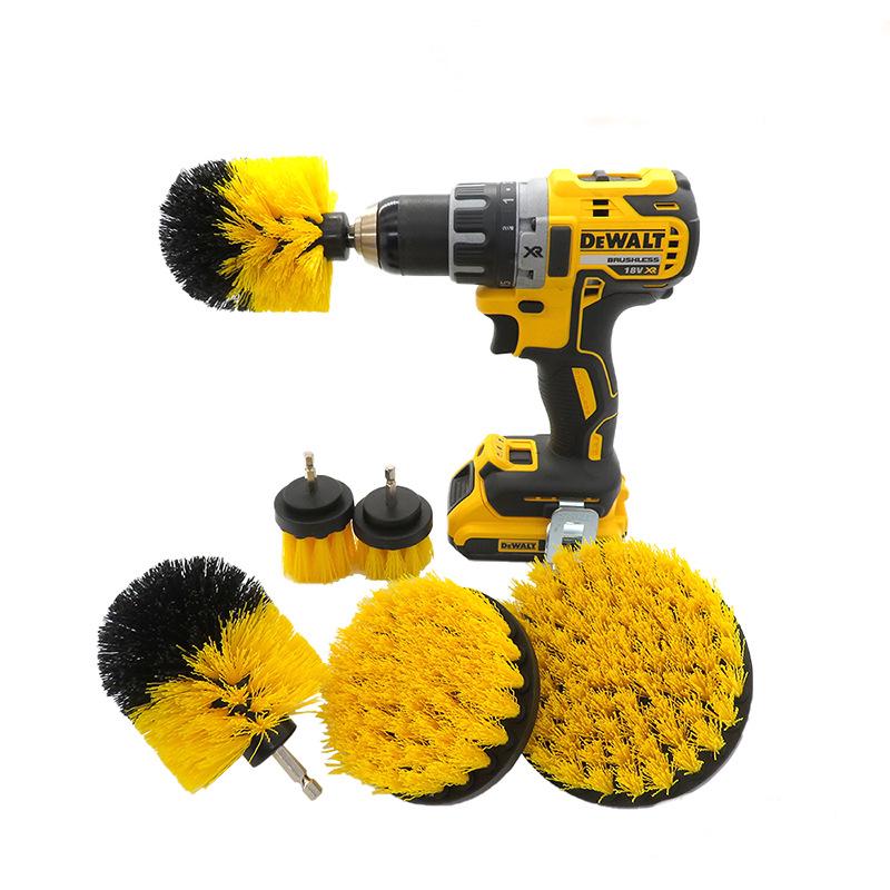 6pcs Car Wheel Tire Rim Scrub Cleaning Brush Drill Kit Washing Washing Cleaner Tool (yellow)