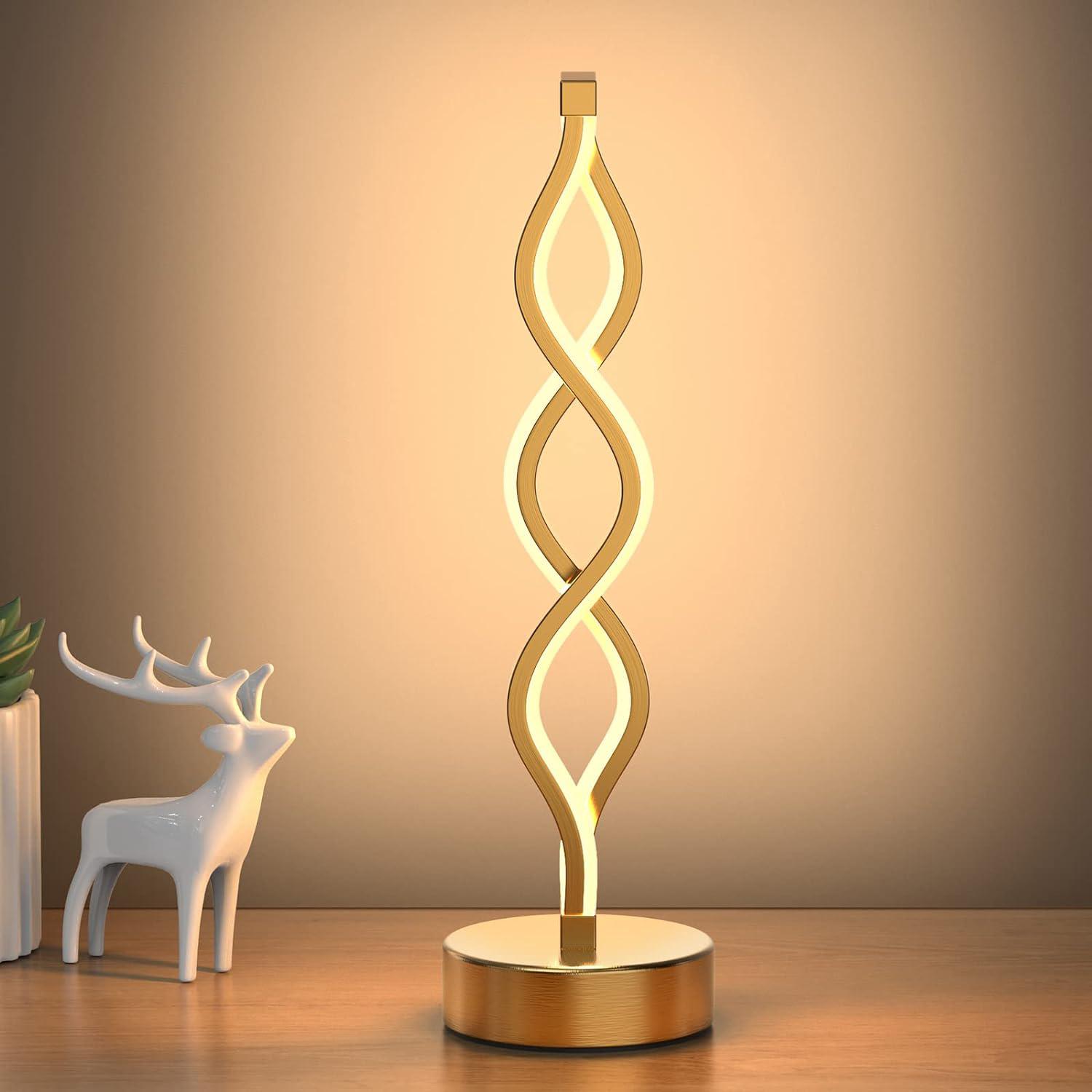 Lampe De Table Led Spirale Infinie Noire, Lampe De Chevet Métallique À Intensité Variable Avec Commande Tactile, 3 Températures De Couleur, Hauteur 40 Cm, Lampe Décorative Pour La Maison, Le Salon (do