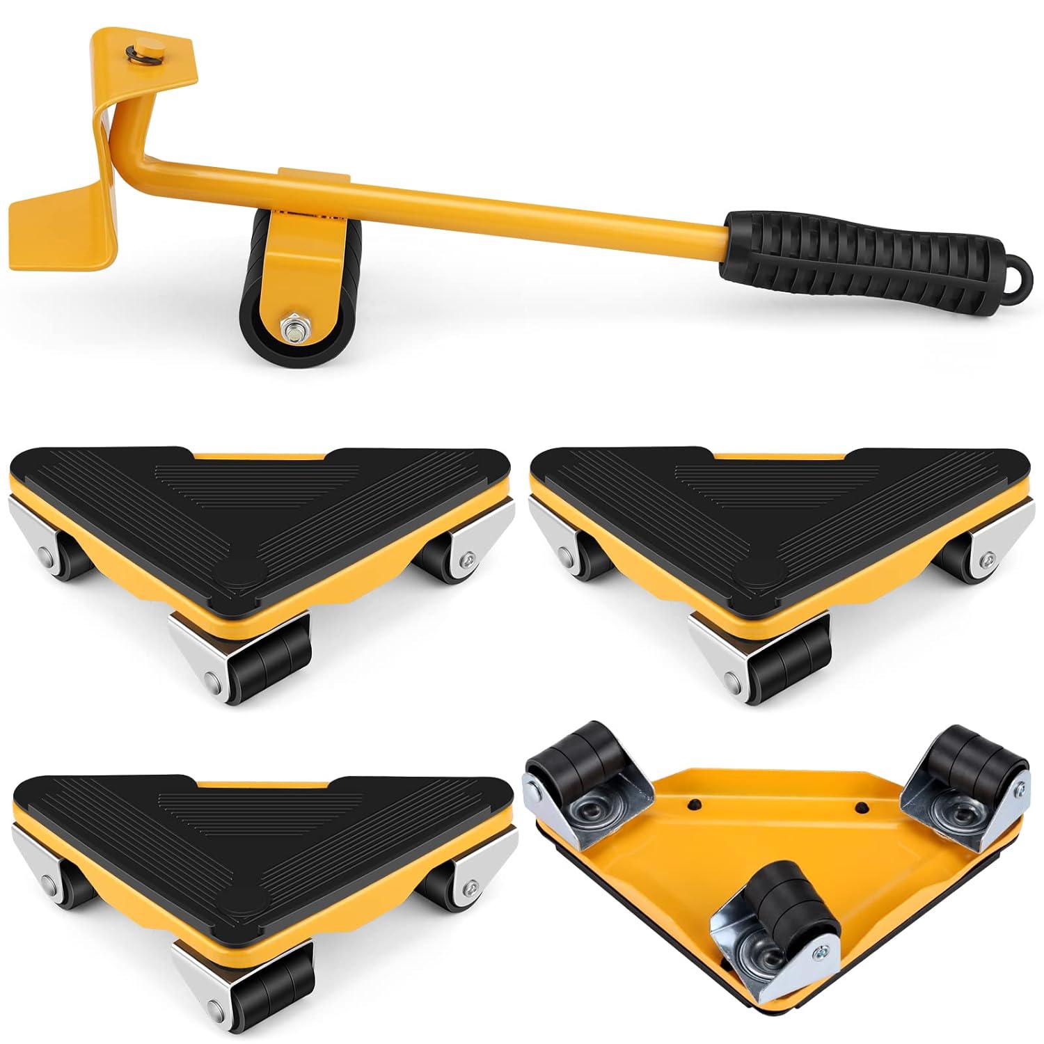 Ensemble De 5 Roulettes De Transport De Meubles, Jaunes, Lève-meubles, Vérins Et Roulettes Pour Meubles, Capacité De Charge De 300 Kg, Système De Roulement Simple
