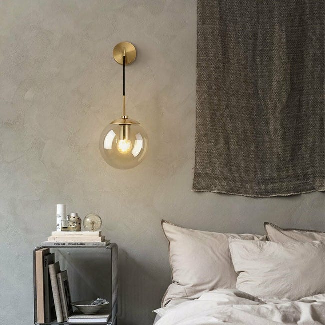 Industrial Vintage 15 Cm Verre Globe Drop Applique Murale Chambre Couloir Applique Lumière Rétro Ambre Verre Sphère Applique Murale (ambre) (sku Product: 94949028 Sku Offre: Lehuamwj54)