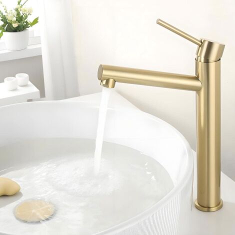 Robinet De Salle De Bain Haut De Gamme, Couleur Or, Angle De Jet D'Eau Confortable, Robinet De Lavabo.