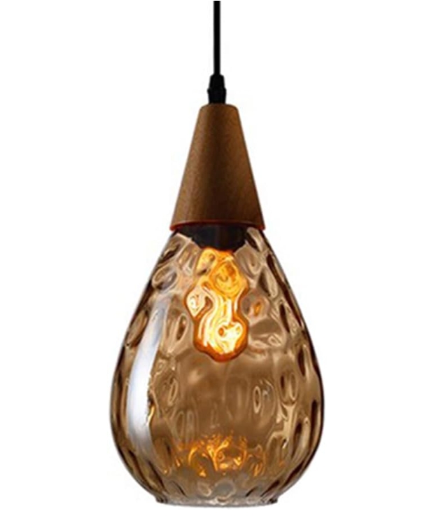 Abat-jour En Verre En Forme De Goutte De Lumière Pendante En Verre Avec Des Ondulations D'Eau Eiling Lampe Plafonnier Éclairage，ambre