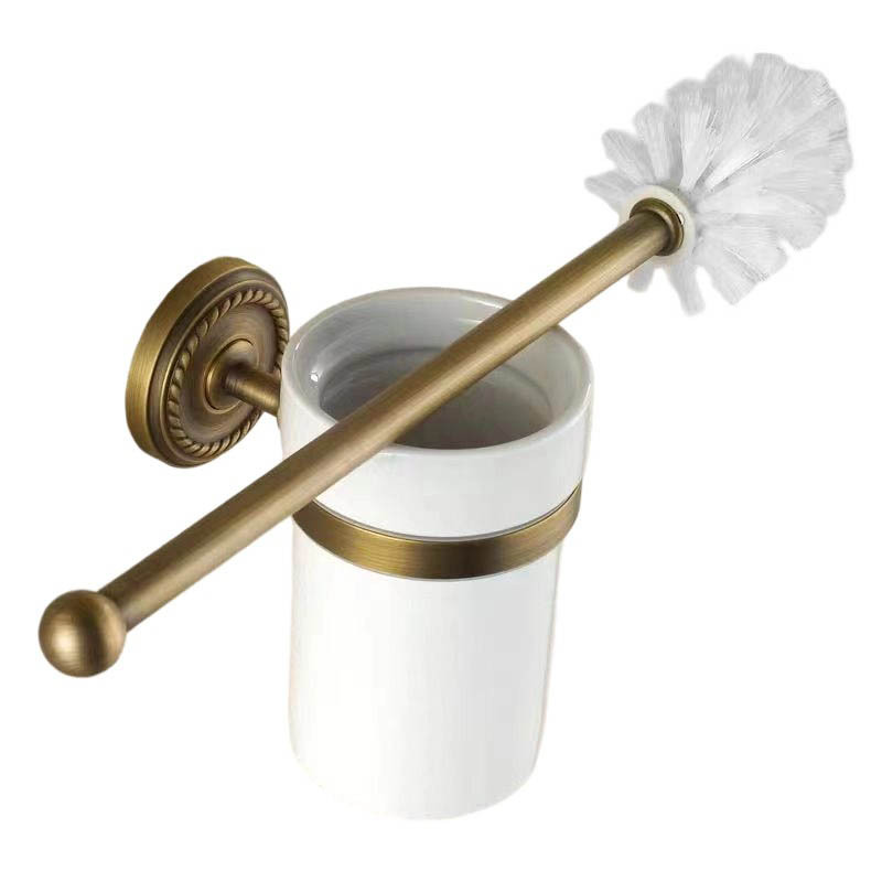 Brosse Wc En Céramique Et Laiton - Pour Salle De Bain - Jaune