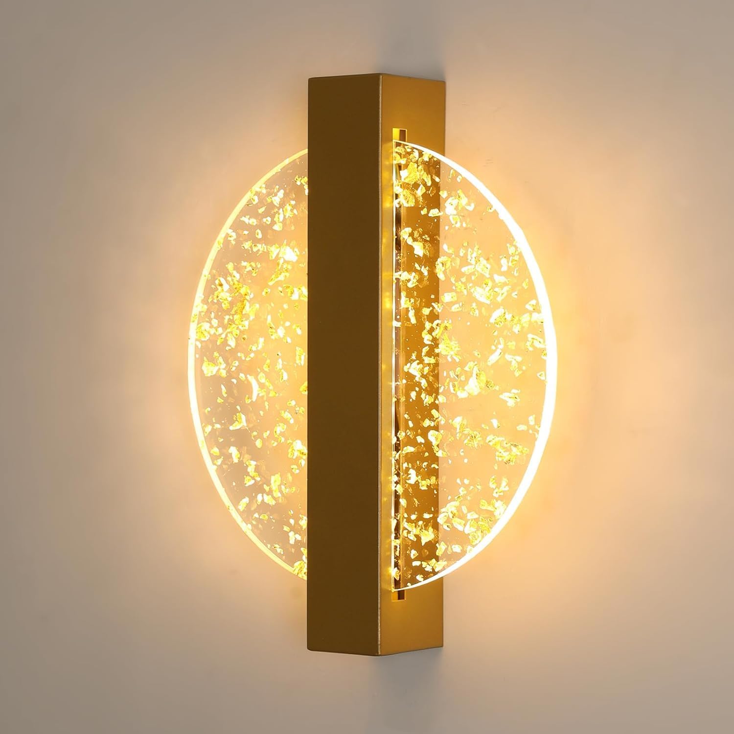 Applique Murale Intérieur Led, 6w 1150lm Moderne Lampe Murale Or, Luminaire Mural Interieur En Acrylique Pour Chambre À Coucher, Salon, Escalier, Couloir, Blanc Chaud 3000k [classe Énergétique E]